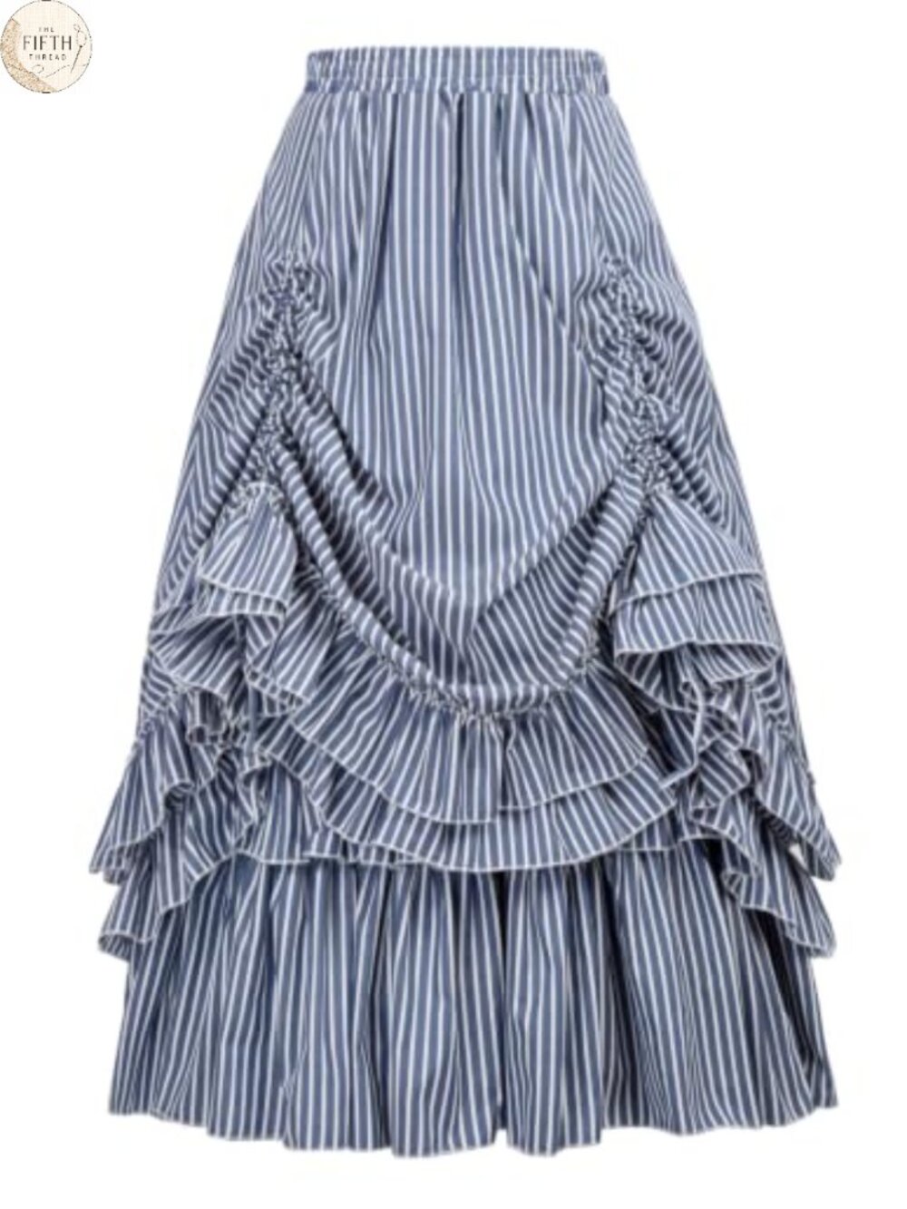 Victorian Gothic Steampunk Striped High Low Skirt Renaissance Cosplay